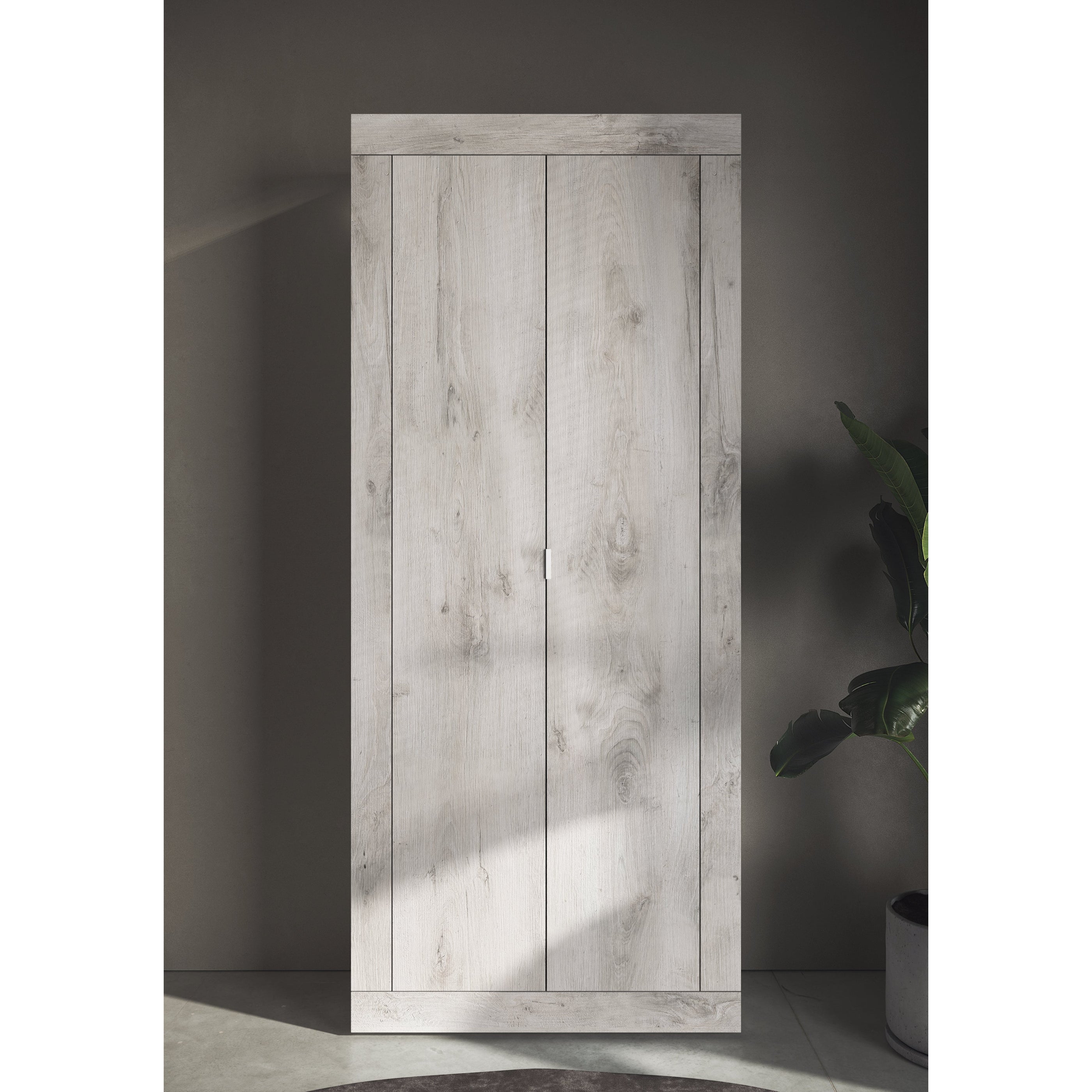 Selene White Oak Pine Tall Narrow Shallow Depth Hallway Wardrobe
