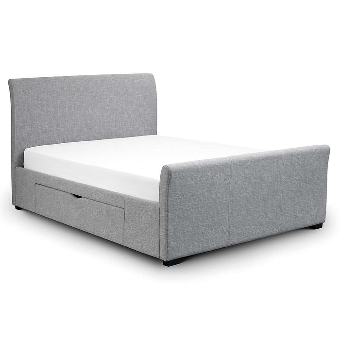 Sicily Light Grey Fabric 2 Drawer Bed - FurniComp