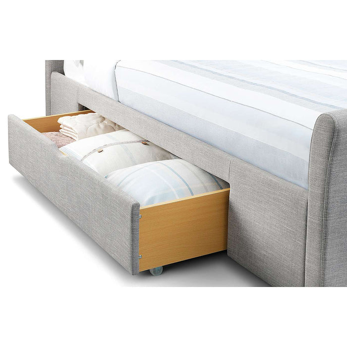 Sicily Light Grey Fabric 2 Drawer Bed - FurniComp