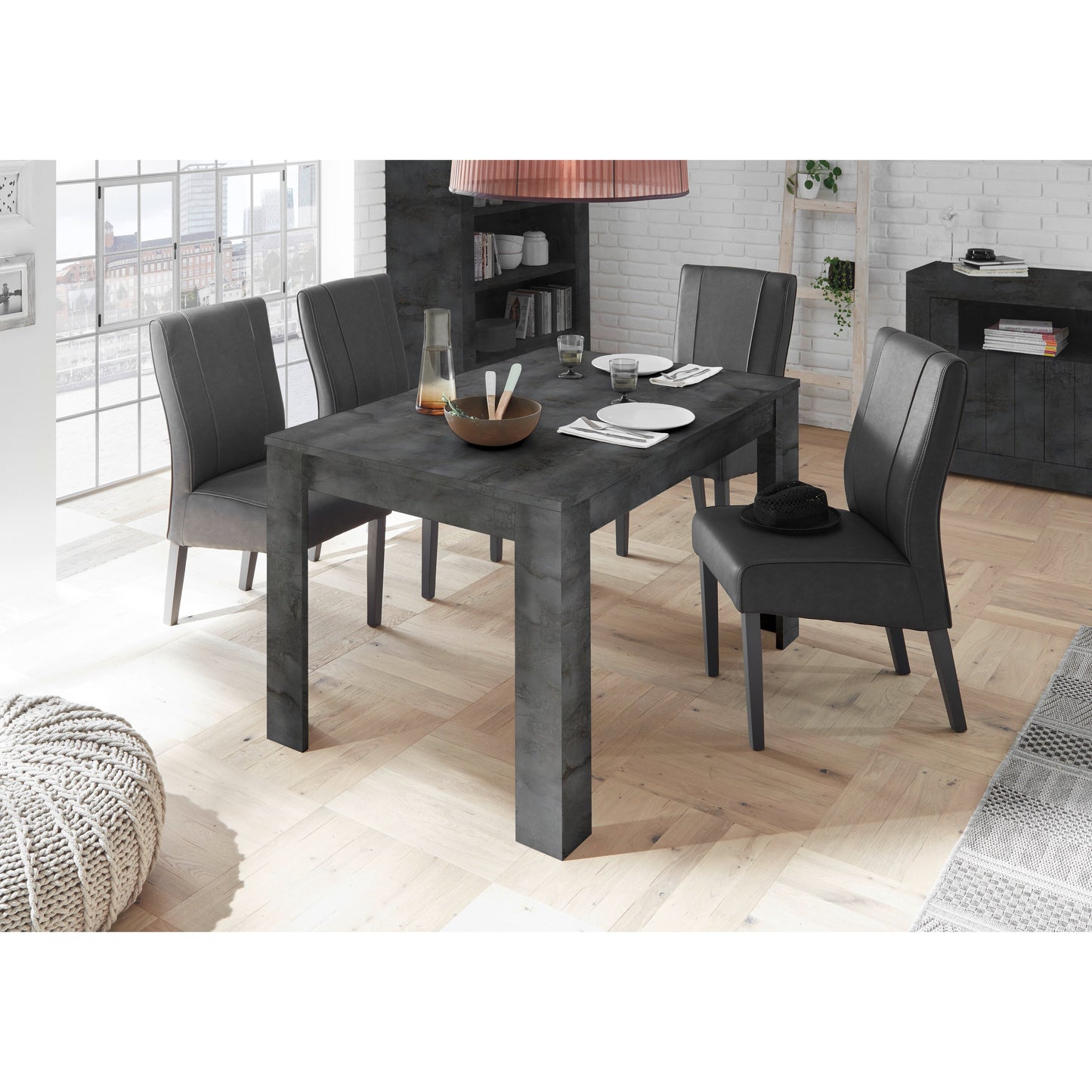 Siena 137cm Anthracite/Oxide Extending Dining Table - FurniComp