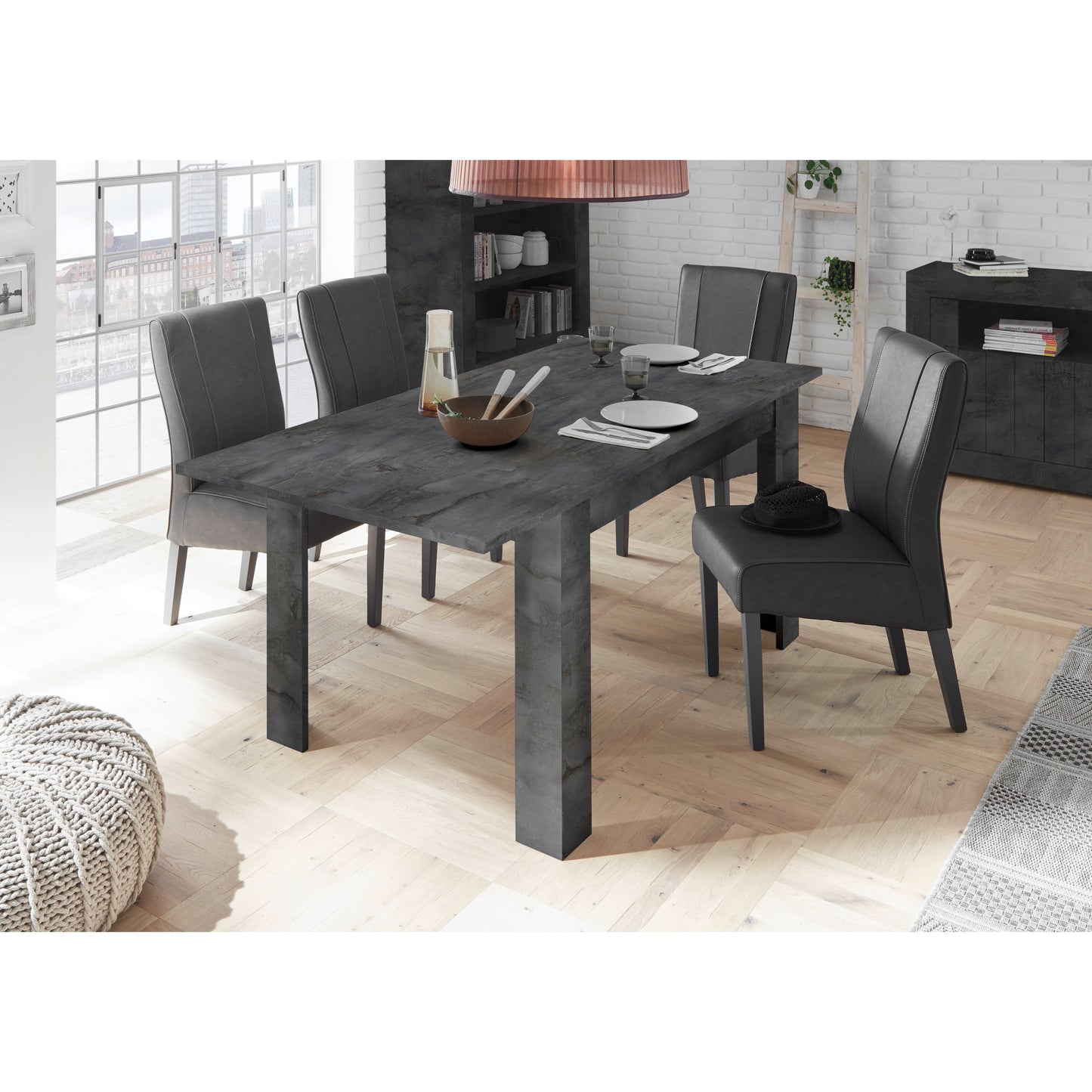 Siena 137cm Anthracite/Oxide Extending Dining Table - FurniComp