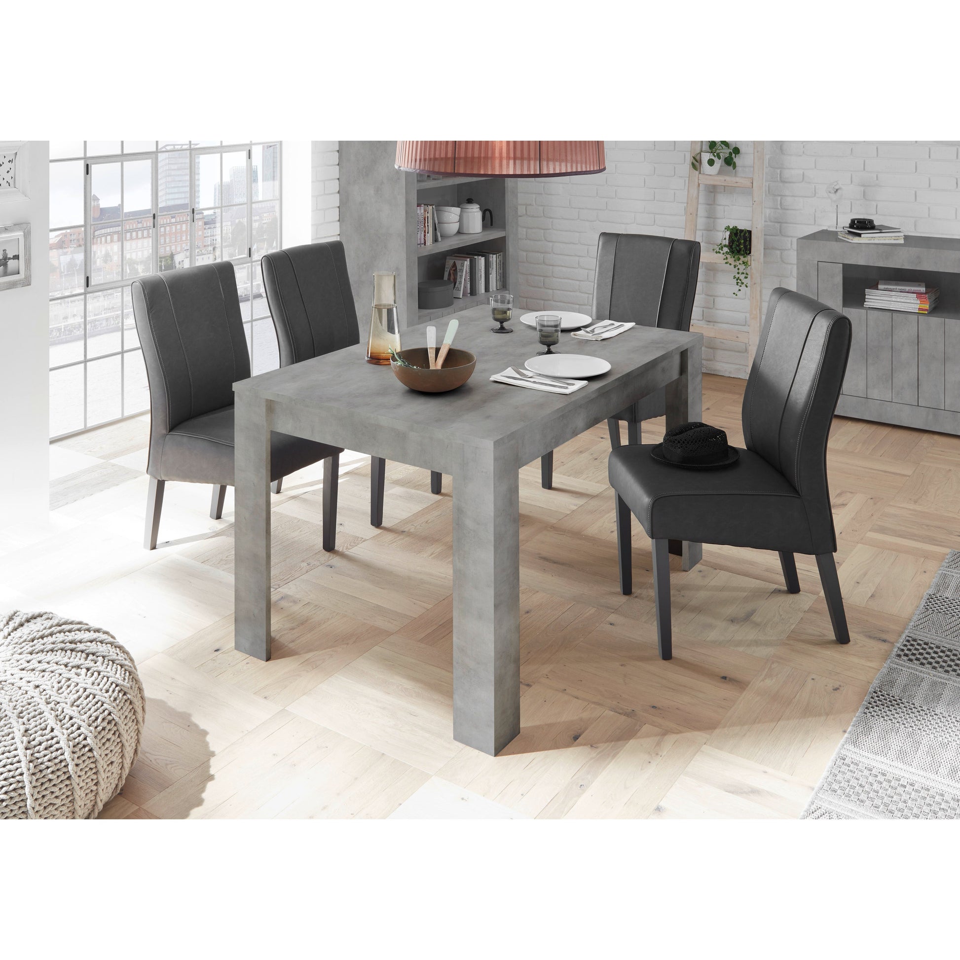 Siena 137cm Concrete Grey Extending Dining Table - FurniComp