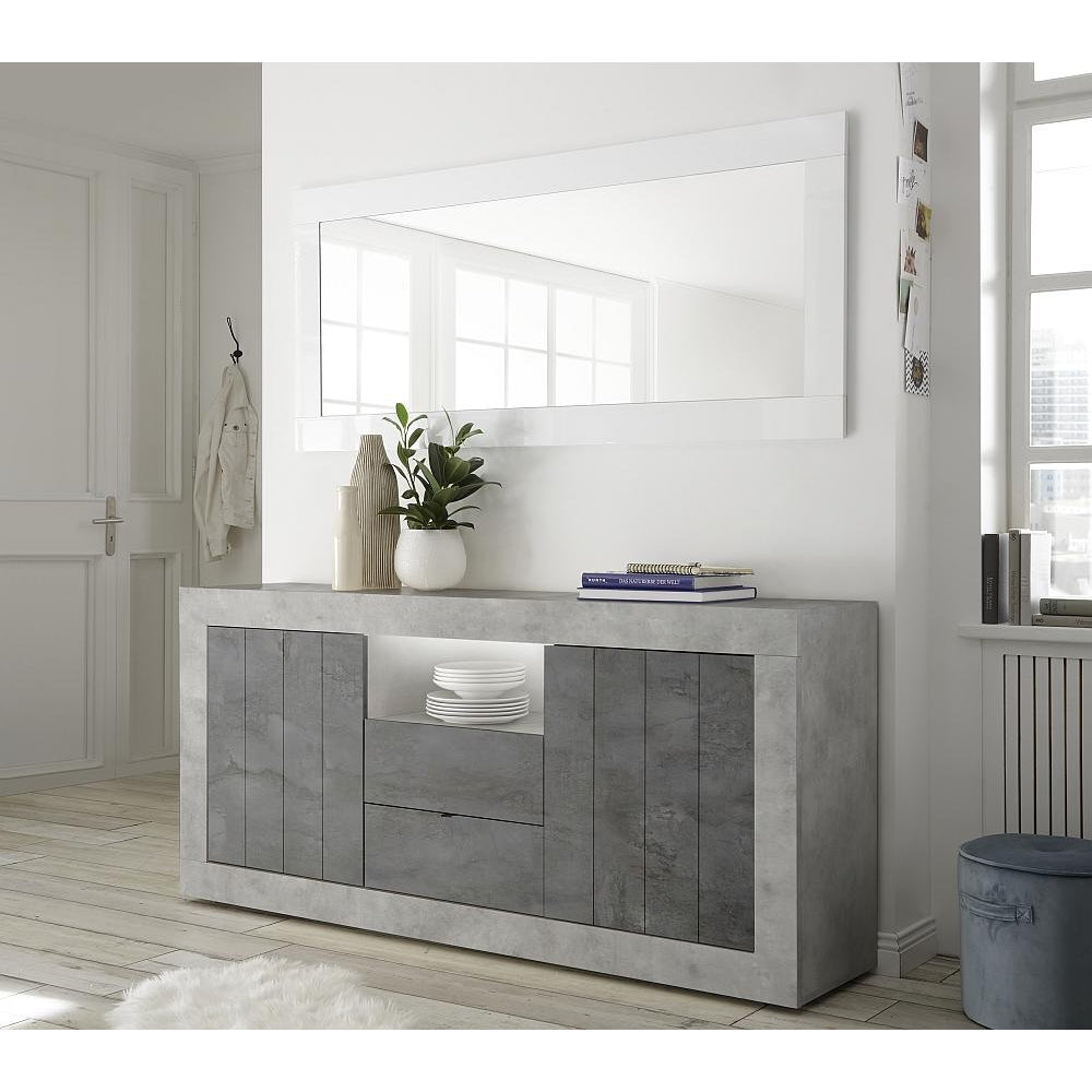 Siena 2 Door 2 Drawer Concrete Grey and Anthracite Sideboard - FurniComp