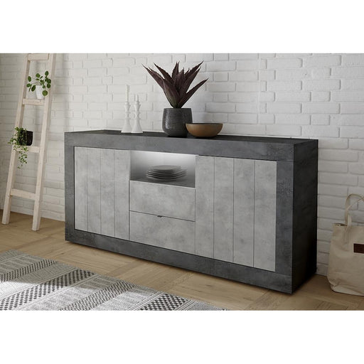 Siena 2 Door 2 Drawer Anthracite and Concrete Grey Sideboard - FurniComp