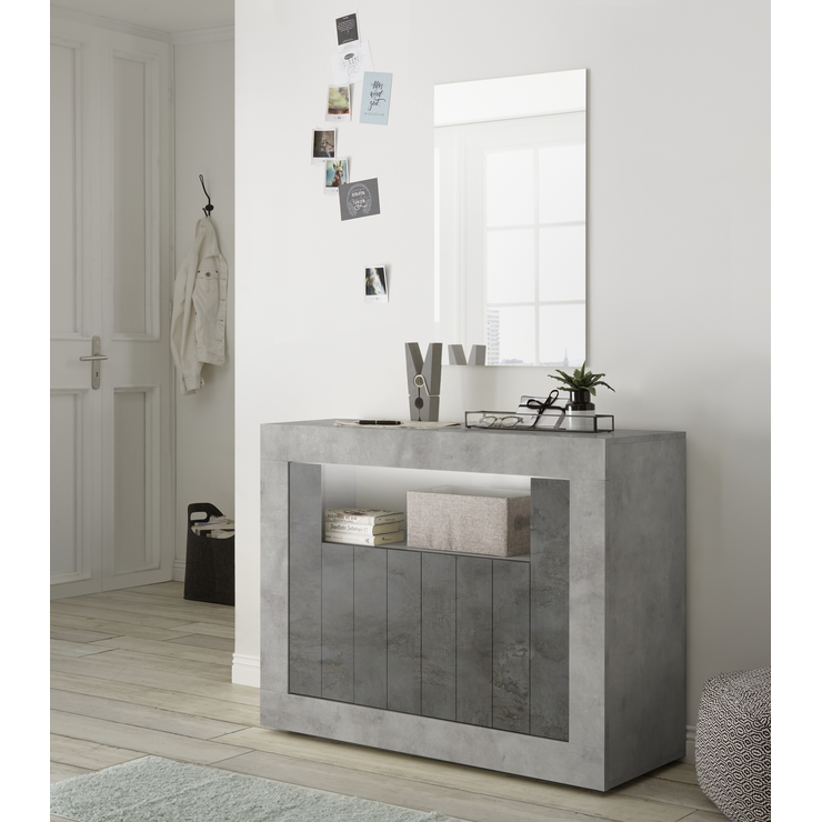 Siena 2 Door Concrete Grey and Anthracite Sideboard - FurniComp