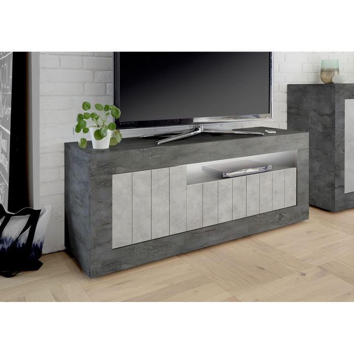 Siena 3 Door Anthracite and Concrete Grey TV Unit - FurniComp