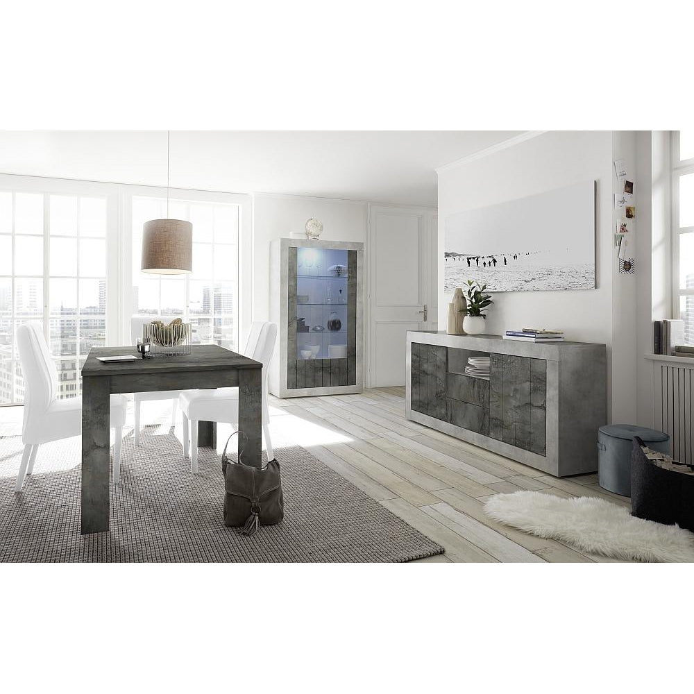Siena 2 Door 2 Drawer Concrete Grey and Anthracite Sideboard - FurniComp