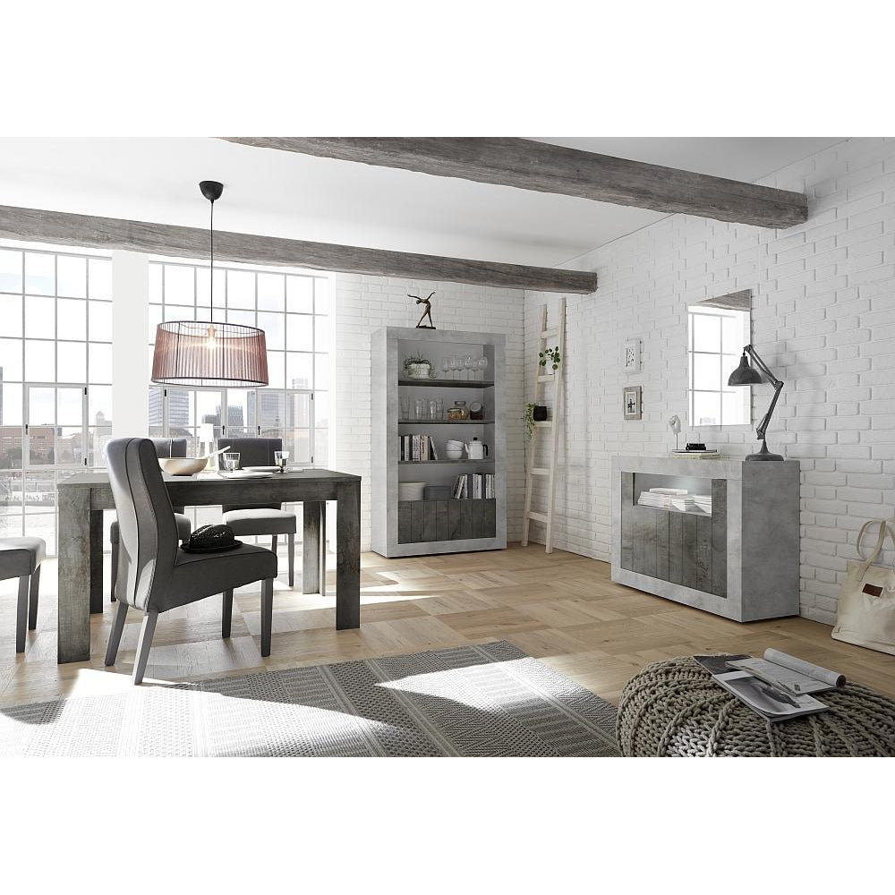 Siena 3 Door Concrete Grey and Anthracite Sideboard - FurniComp