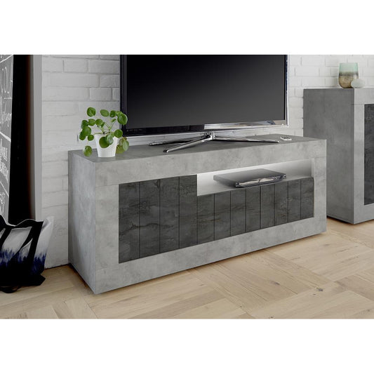 Siena 3 Door Concrete Grey and Anthracite TV Unit - FurniComp