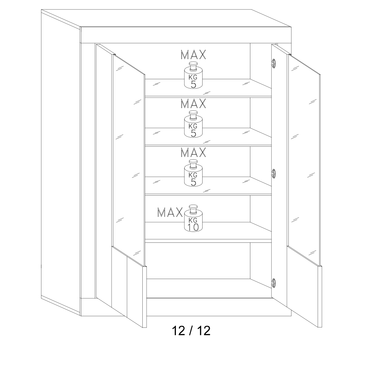 Siena 2 Door White Gloss and Concrete Grey Glass Display Cabinet - FurniComp