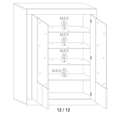 Siena 2 Door White Gloss and Concrete Grey Glass Display Cabinet - FurniComp