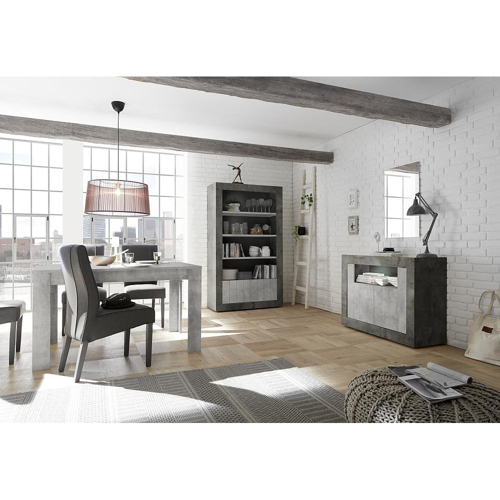 Siena 2 Door 2 Drawer Anthracite and Concrete Grey Sideboard - FurniComp