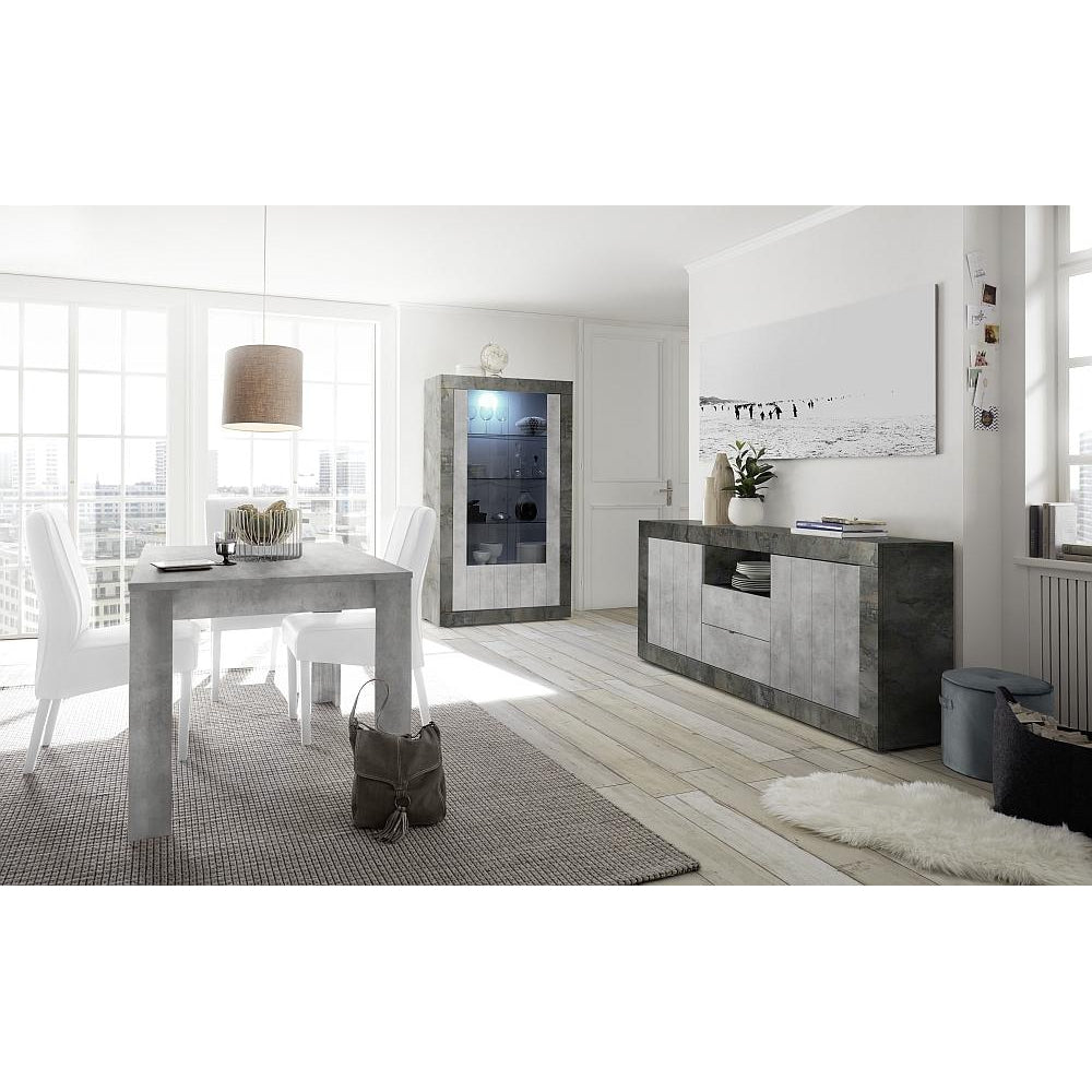 Siena 3 Door Anthracite and Concrete Grey Sideboard - FurniComp