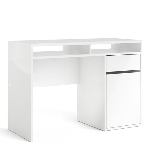 Simplicity 1 Door 1 Drawer White Desk - FurniComp