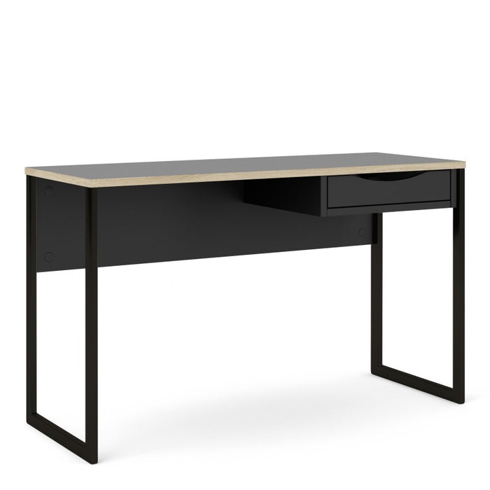 Simplicity 1 Drawer Black with Oak Trim Wide Desk - FurniComp
