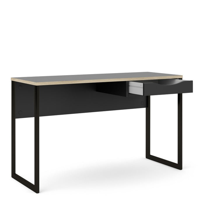 Simplicity 1 Drawer Black with Oak Trim Wide Desk - FurniComp