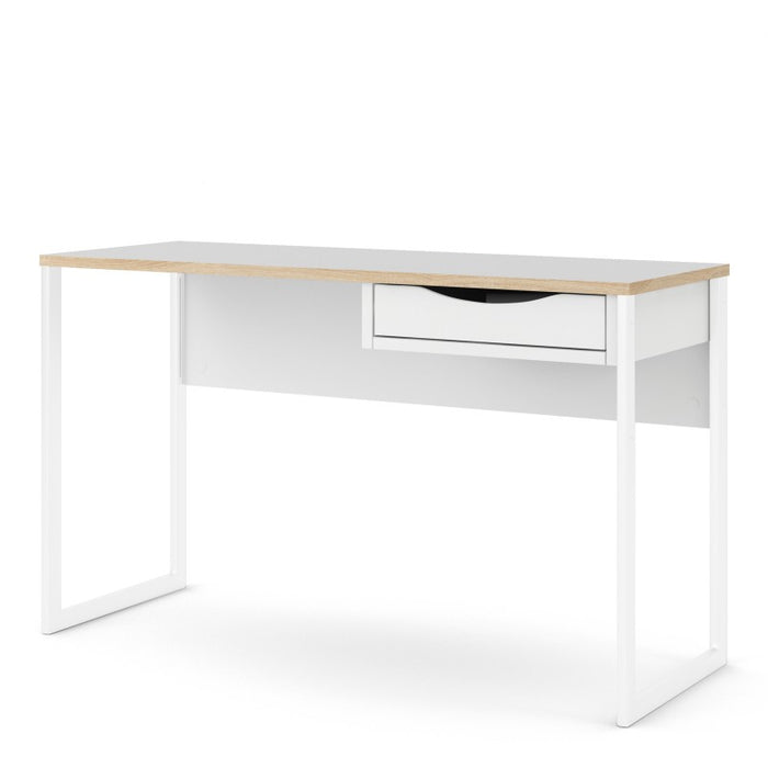 Simplicity 1 Drawer White with Oak Trim Wide Desk - FurniComp