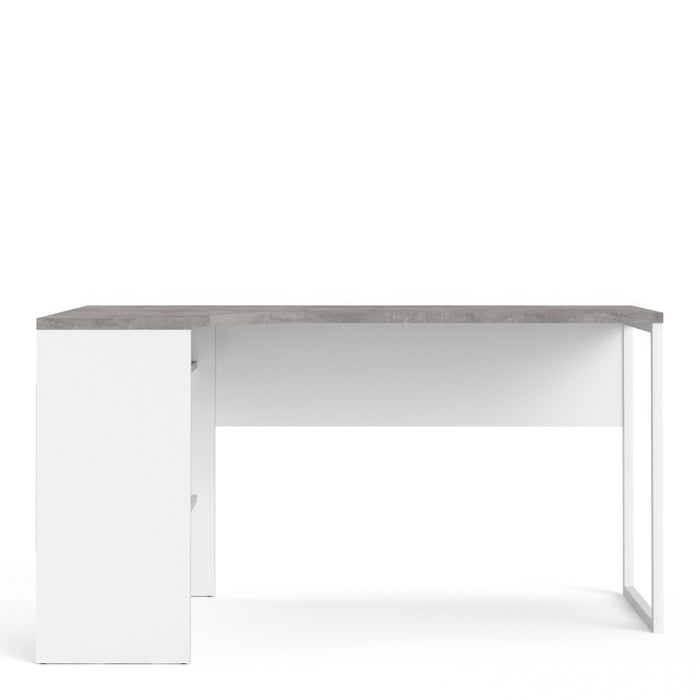 Simplicity 2 Drawer White and Concrete Grey Corner Desk - FurniComp