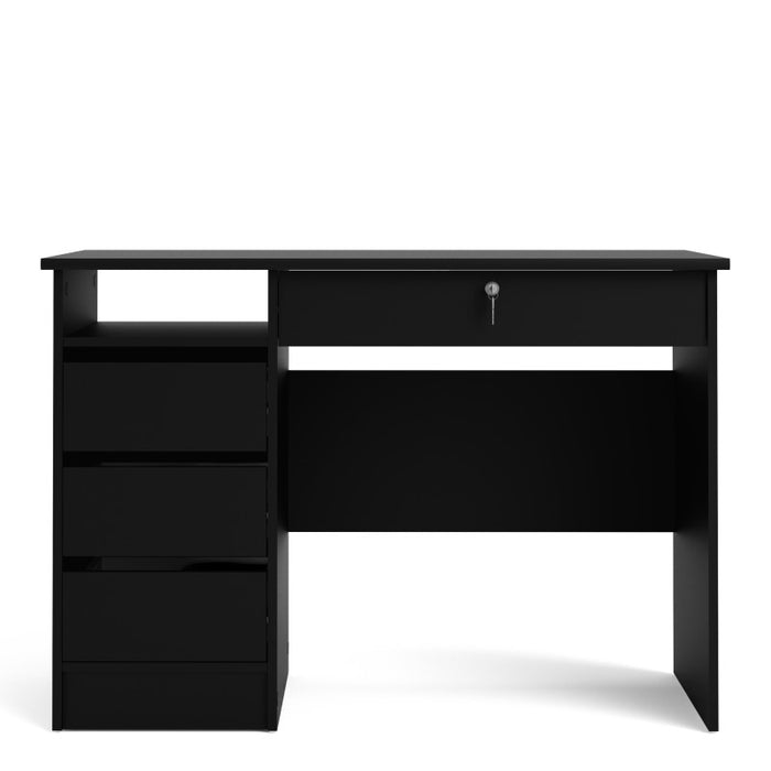 Simplicity 3+1 Drawer Black Desk - FurniComp