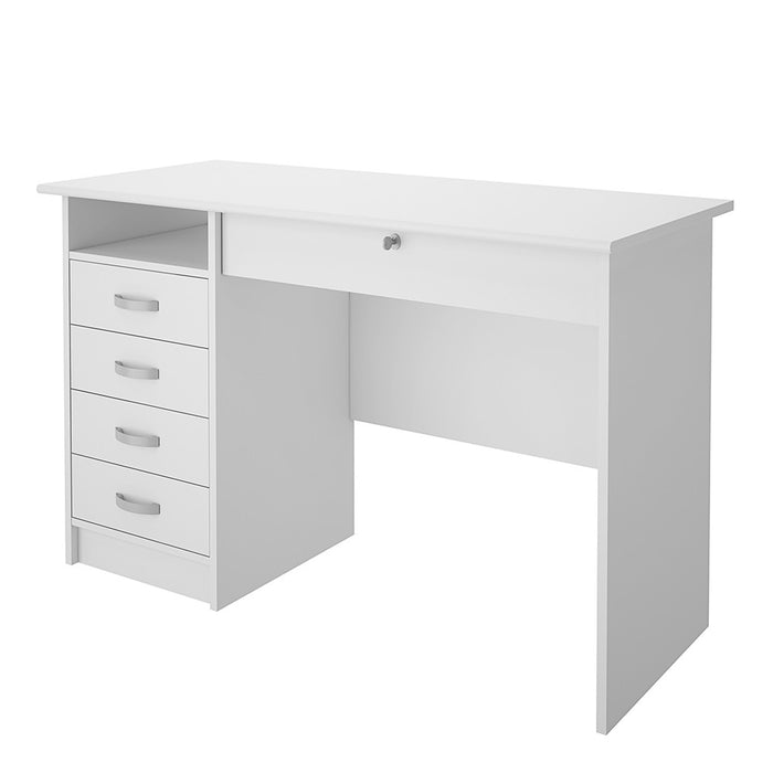 Simplicity 5 Drawer White Home Office Desk - FurniComp