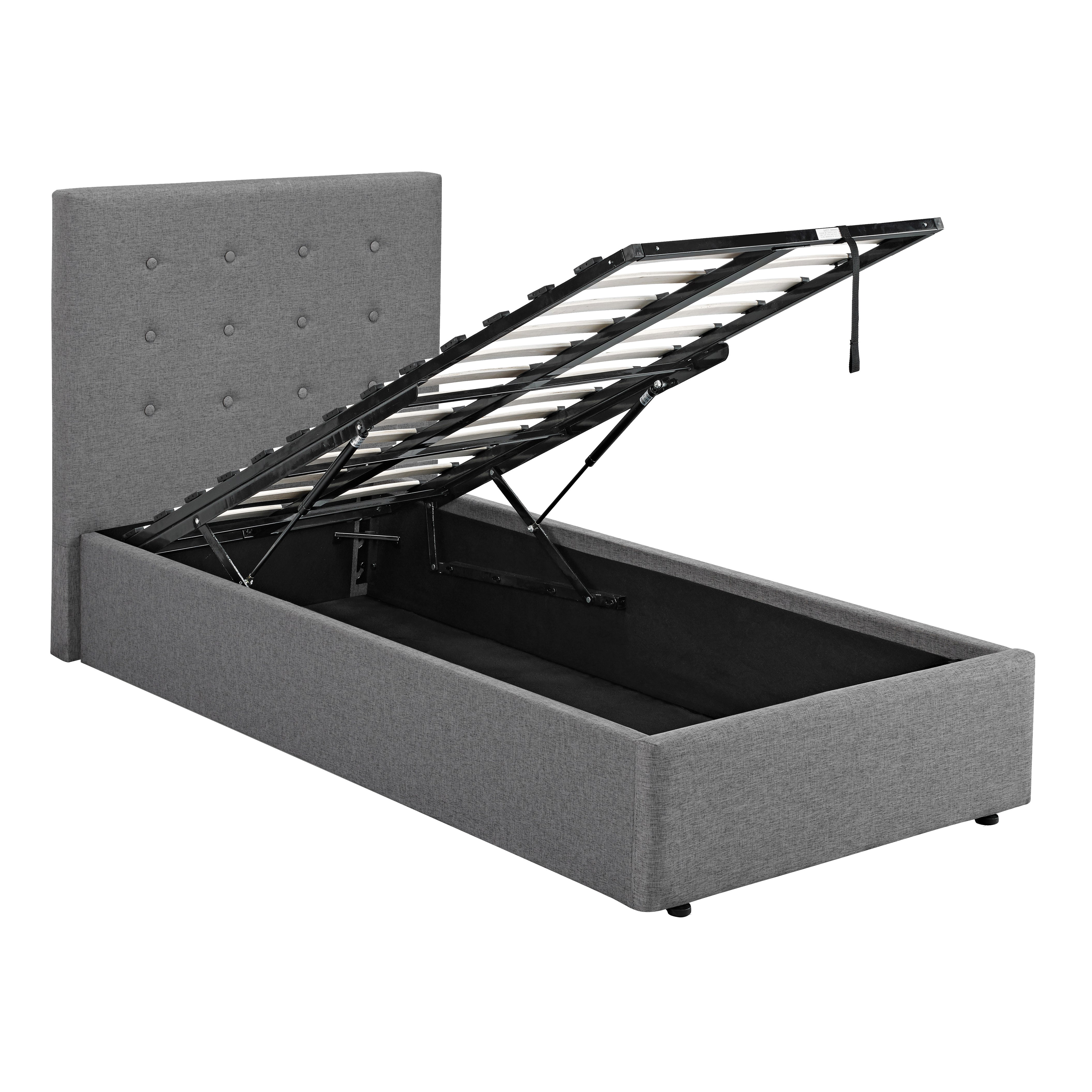 Skylar Grey Fabric Standard/Ottoman Lift Up Storage Bed - FurniComp