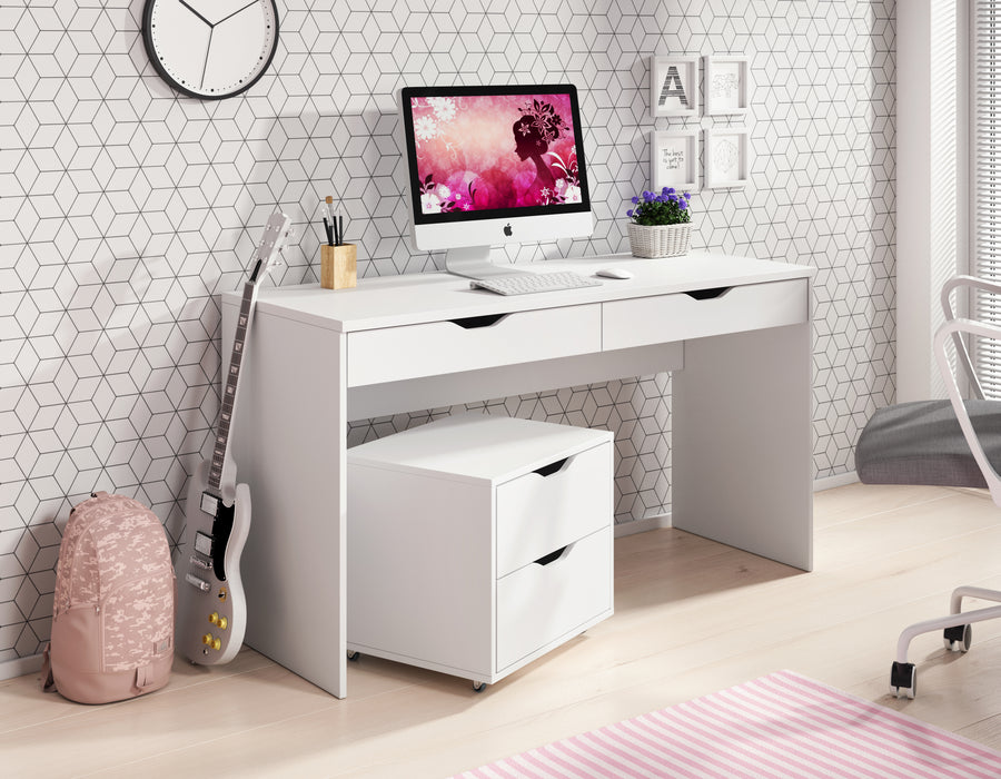 Sleek Matt White Home Office Desk - FurniComp