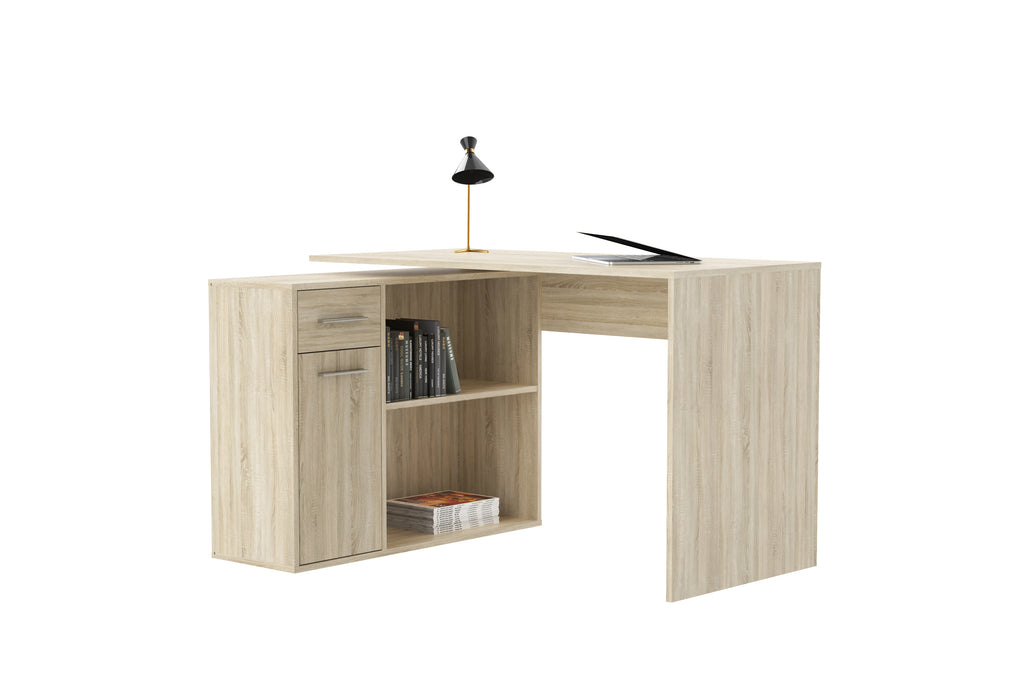 Smart Oak Effect L Shaped Reversible Corner Desk - FurniComp