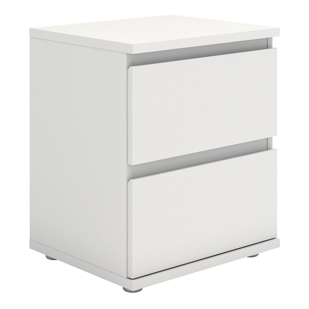 Sorrento 2 Drawer White Bedside - FurniComp