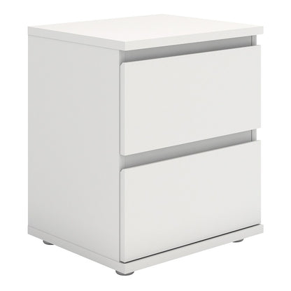 Sorrento 2 Drawer White Bedside - FurniComp