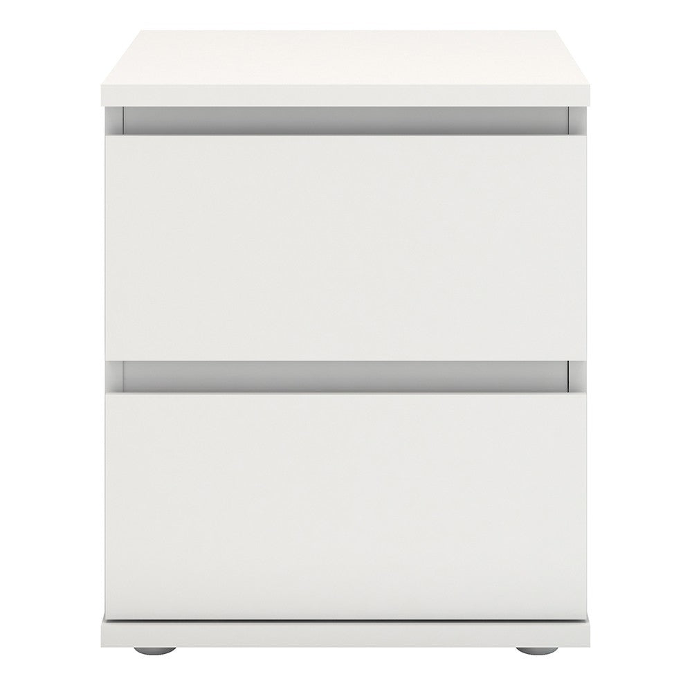 Sorrento 2 Drawer White Bedside - FurniComp