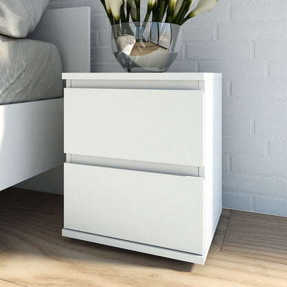Sorrento 2 Drawer White Bedside - FurniComp