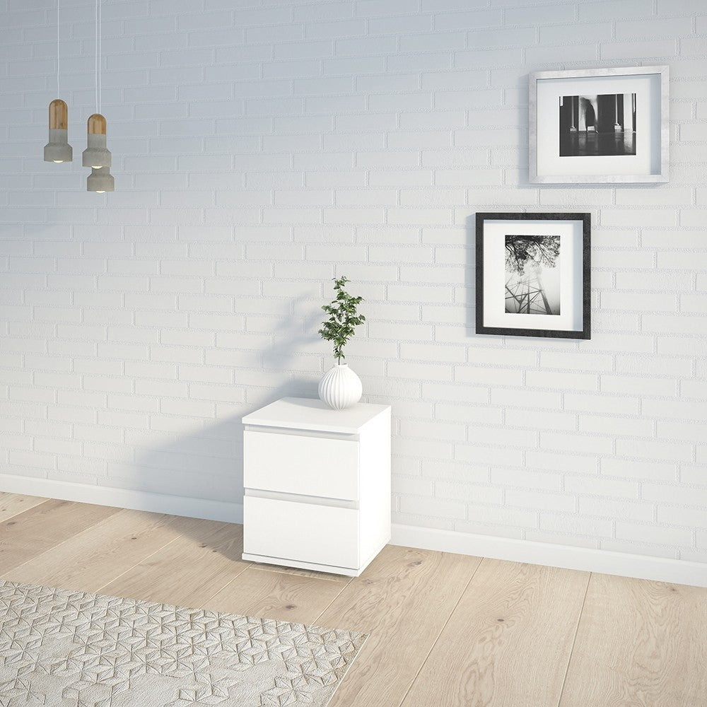 Sorrento 2 Drawer White Bedside - FurniComp