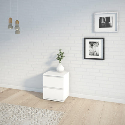 Sorrento 2 Drawer White Bedside - FurniComp