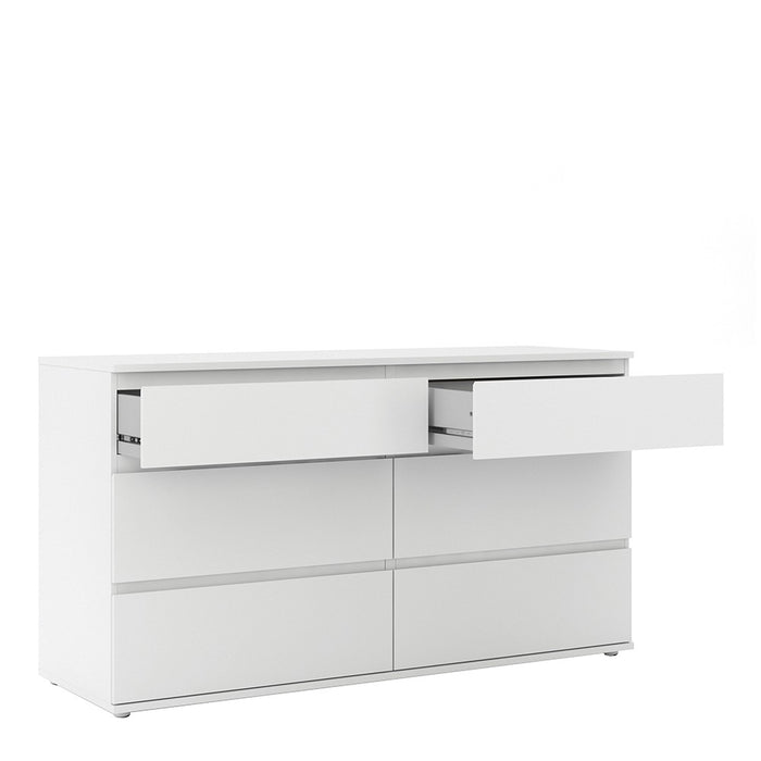 Sorrento 6 Drawers (3+3) White Wide Chest of Drawer - FurniComp