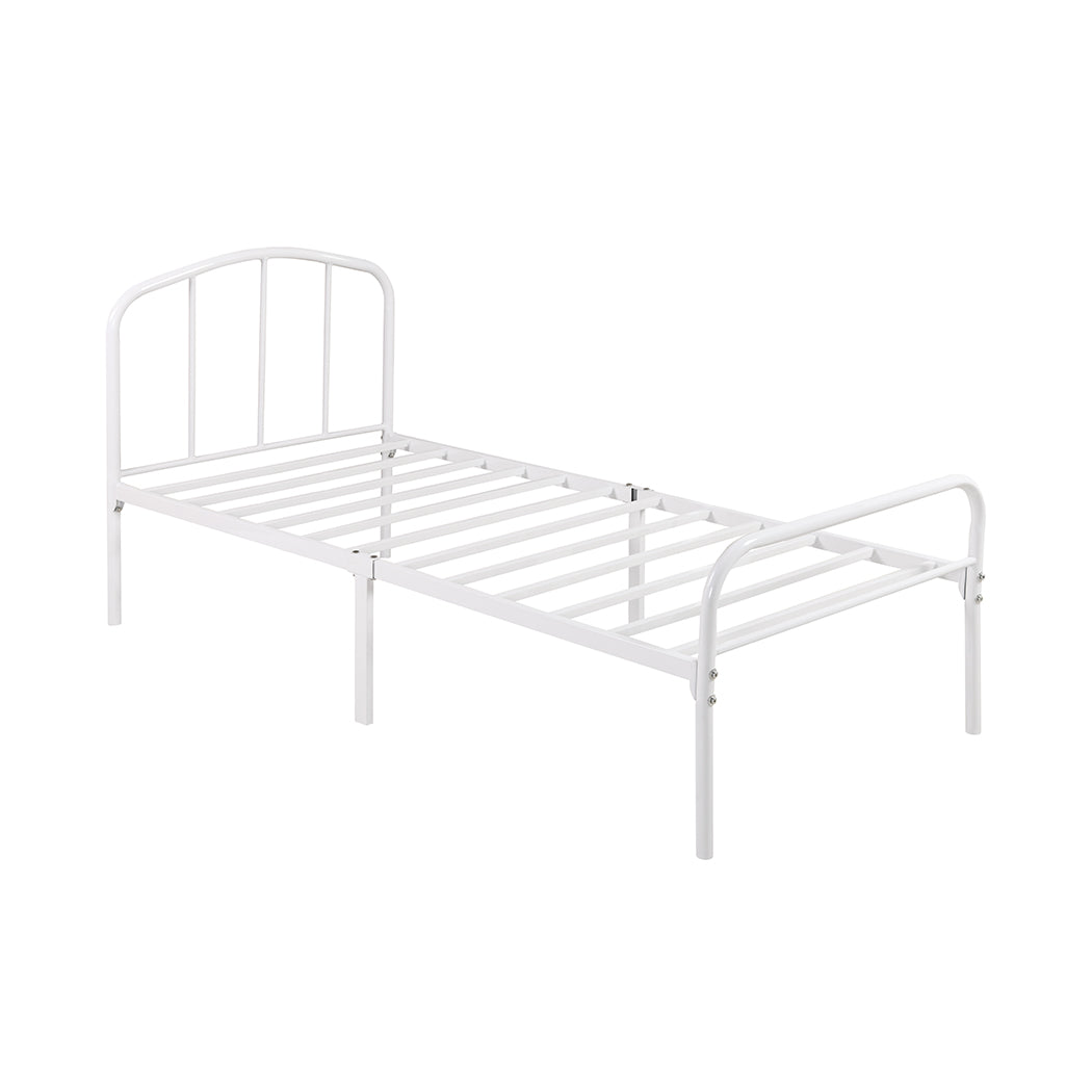 Spencer White Metal Frame Bed - FurniComp