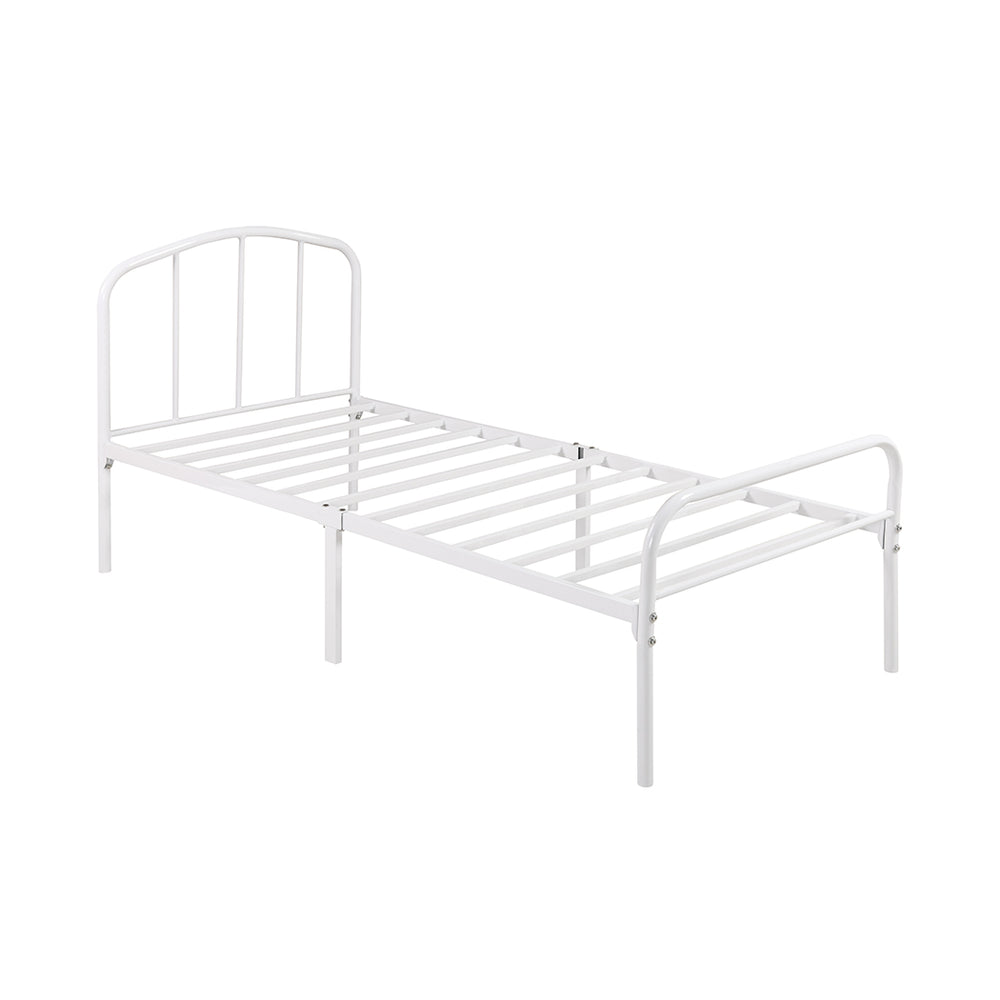 Spencer White Metal Frame Bed - FurniComp