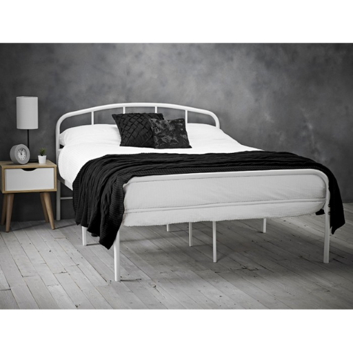 Spencer White Metal Frame Bed - FurniComp