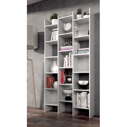 Stepiz Triple White Gloss Bookcase Bookshelf Organiser - FurniComp