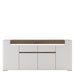 Sydney 4 Door 2 Drawer White High Gloss and San Remo Oak Sideboard - FurniComp