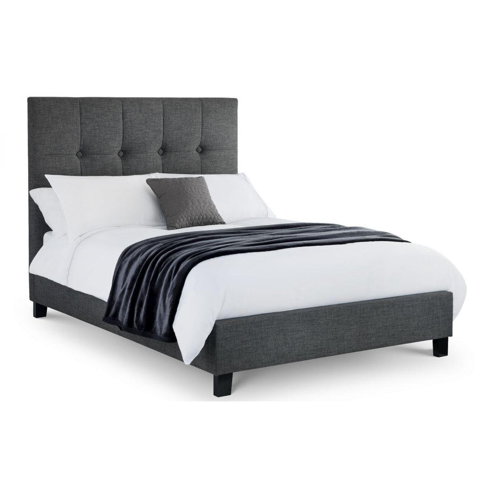 Terni High Headboard Slate Grey Fabric Bed - FurniComp