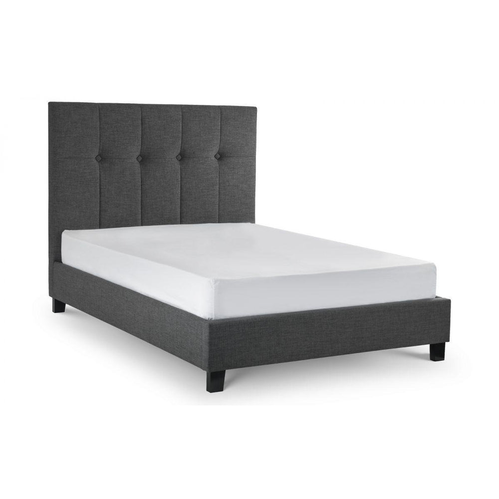 Terni High Headboard Slate Grey Fabric Bed - FurniComp