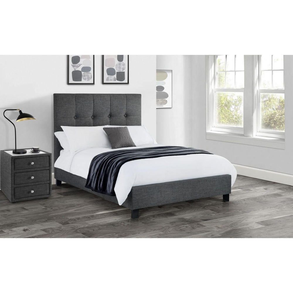 Terni High Headboard Slate Grey Fabric Bed - FurniComp