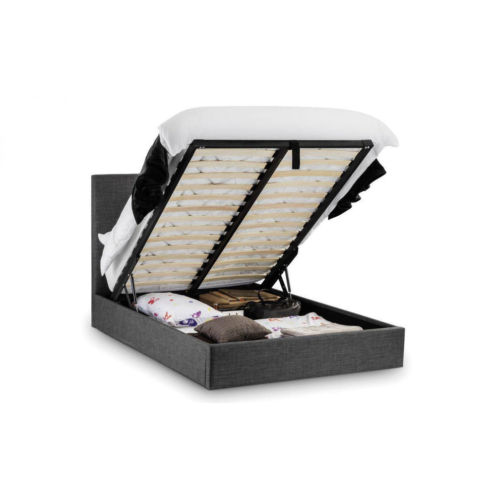 Terni Slate Grey Lift Up Storage Fabric Bed - FurniComp