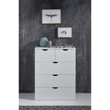 Trendy White 5 Drawer Chest of Drawer - FurniComp