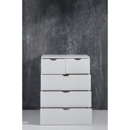 Trendy White 5 Drawer Chest of Drawer - FurniComp