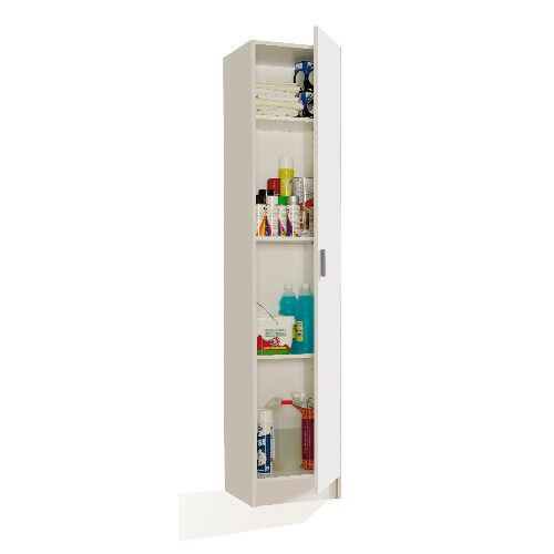 Universal Multi-Use Matte White Tall 1 Door Storage Utility Cupboard Cabinet - FurniComp