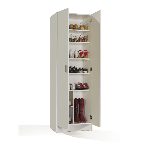 Universal Multi-Use White Tall 2 Door Storage Utility Cupboard Cabinet - FurniComp