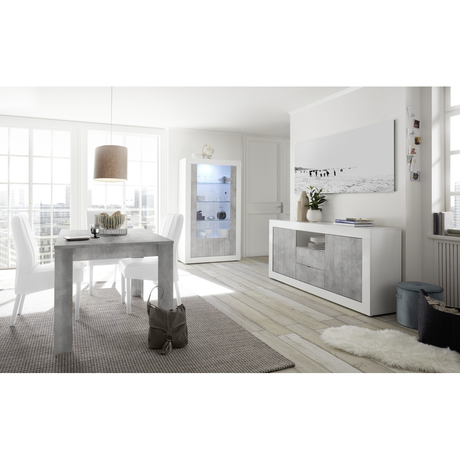 Siena 2 Door 2 Drawer White Gloss and Grey Sideboard - FurniComp