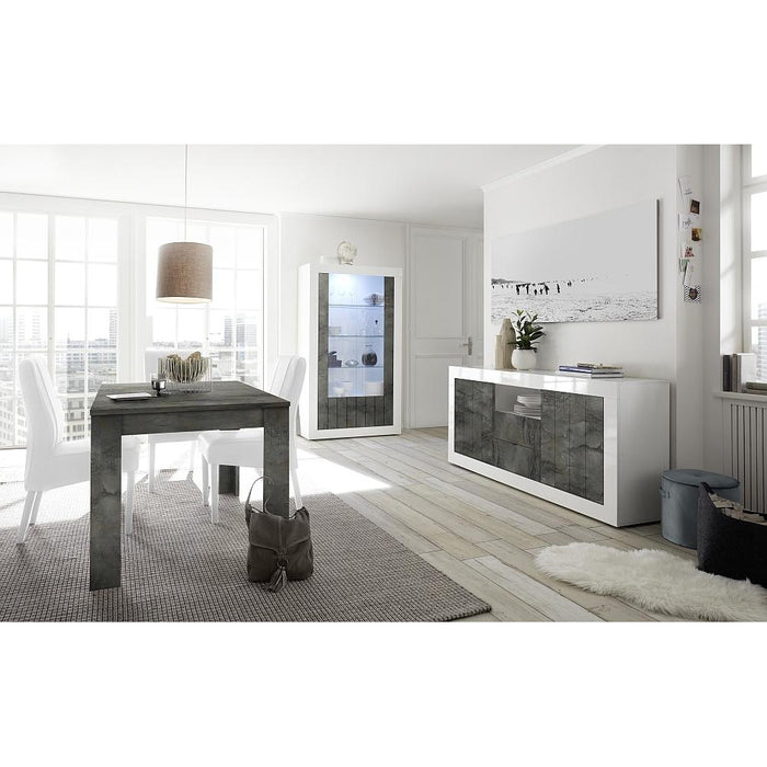 Siena 2 Door White Gloss and Anthracite Sideboard - FurniComp