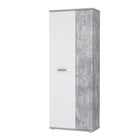 Variant Multipurpose White and Grey Tall 2 Door Utility Shoe Storage Cupboard - FurniComp
